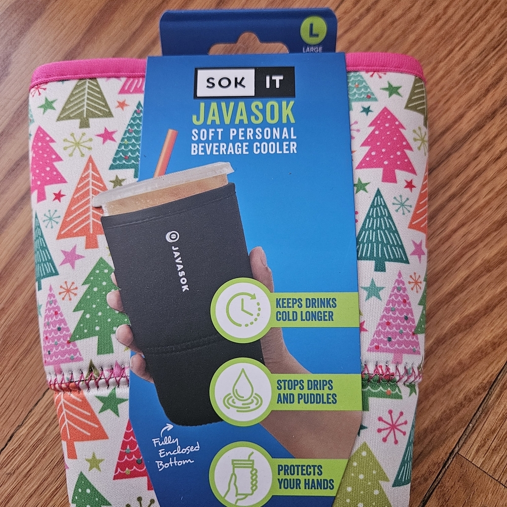 Javasok Soft Beverage Cooler - Festive Pink and Green